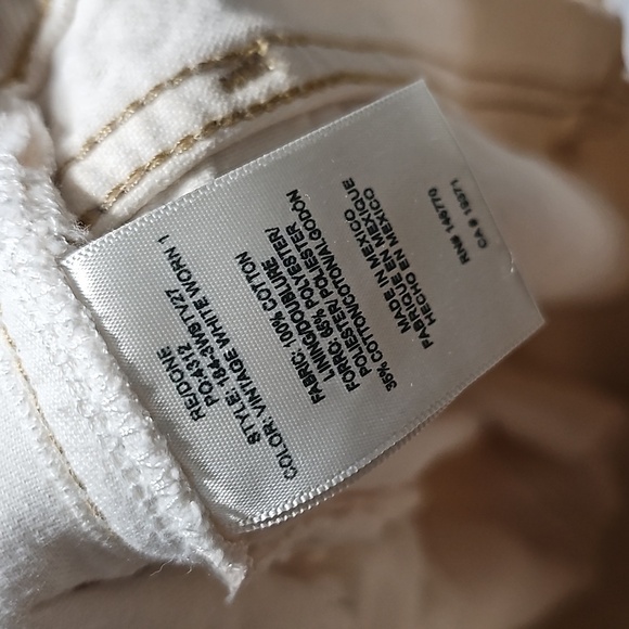 Re/Done Vintage White Worn Raw Distressed Hem 5 Button Jeans Size 29 - Picture 4 of 7